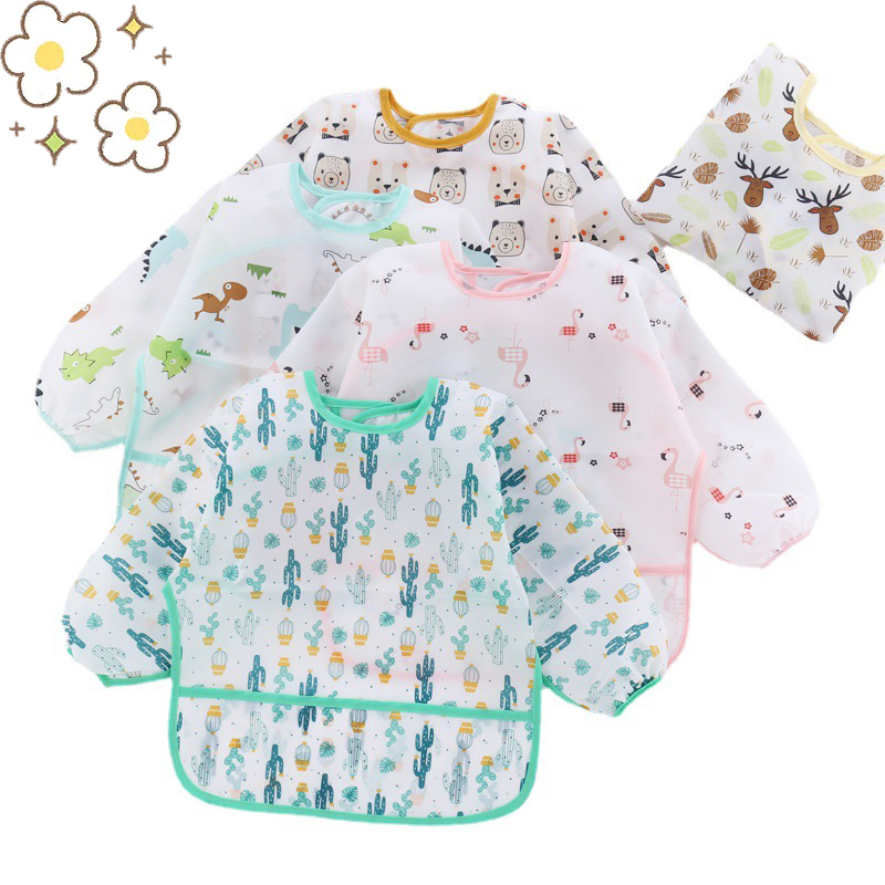 Bib Long Sleeve - Silicone Cho Bé Hoạt Hình Yếm