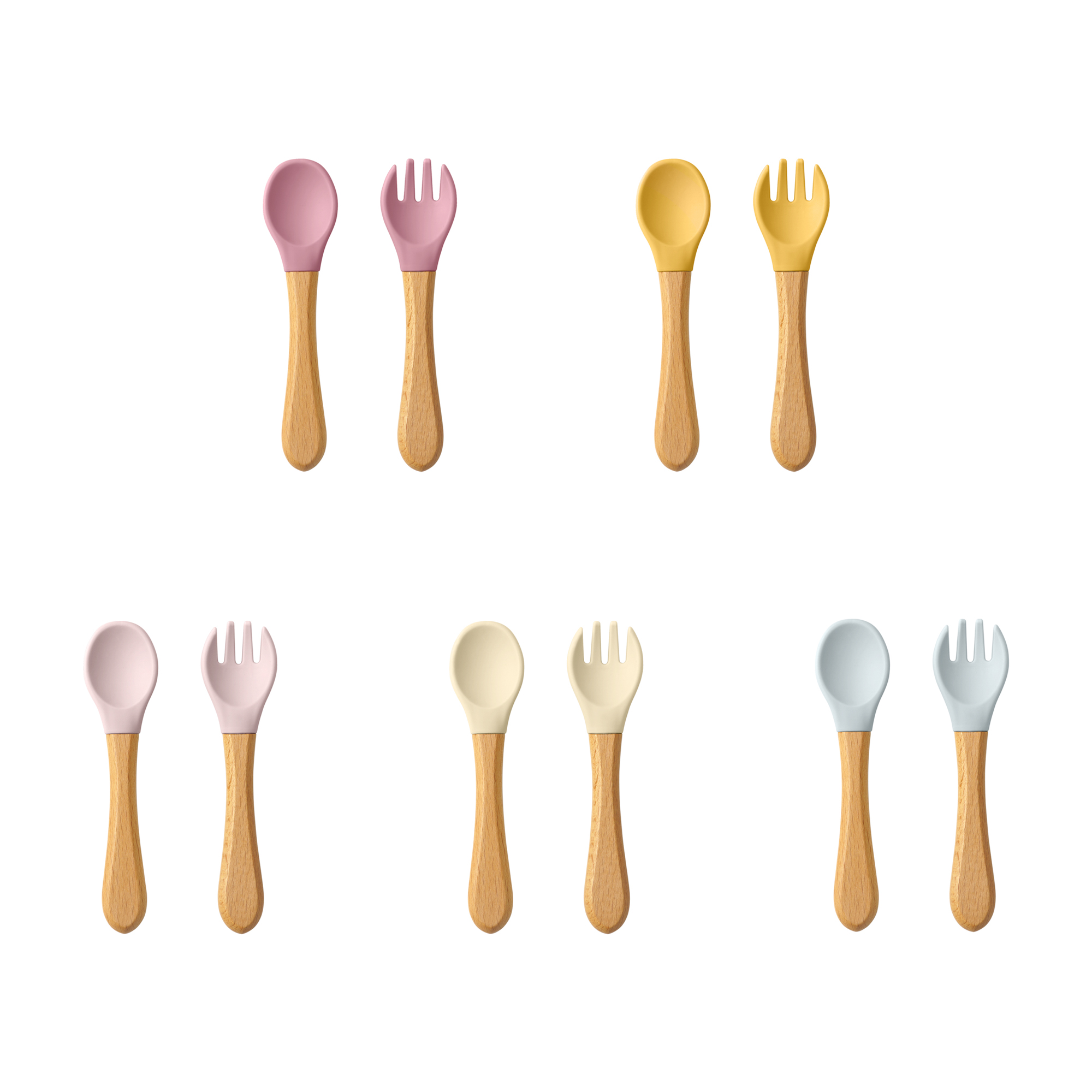 Baby Food Utensil - 2PCS Baby Learning Spoons Utensils Set
