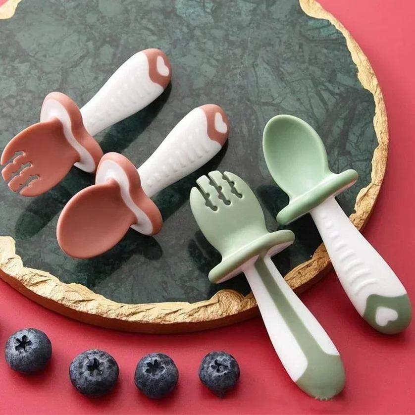 Baby Spoon Fork Silicone Child - đánh giá và giá Baby Food Utensil
