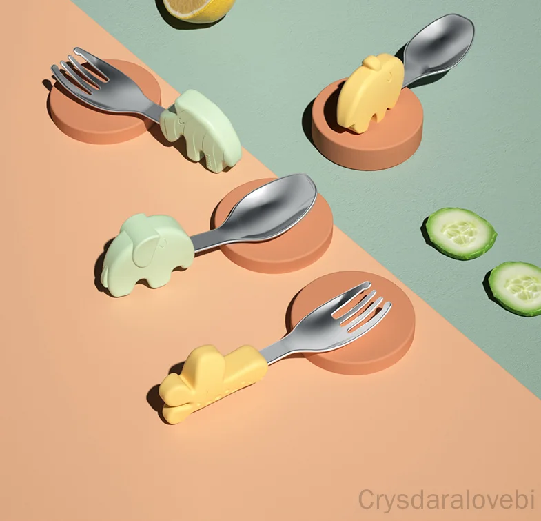 1setElephant Short Fork Spoon  - đánh giá và giá Baby Food Japan