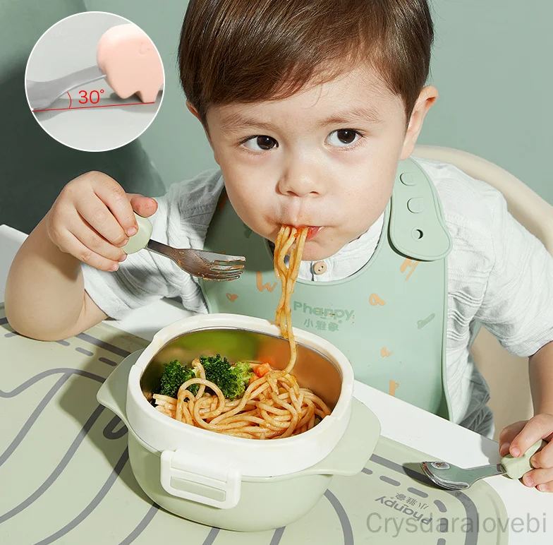 1setElephant Short Fork Spoon  - đánh giá và giá Baby Food Japan