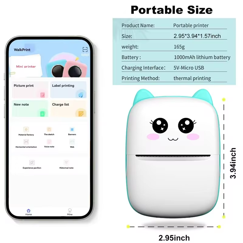 New portable mini printer wire - đánh giá và giá Baby Food Label