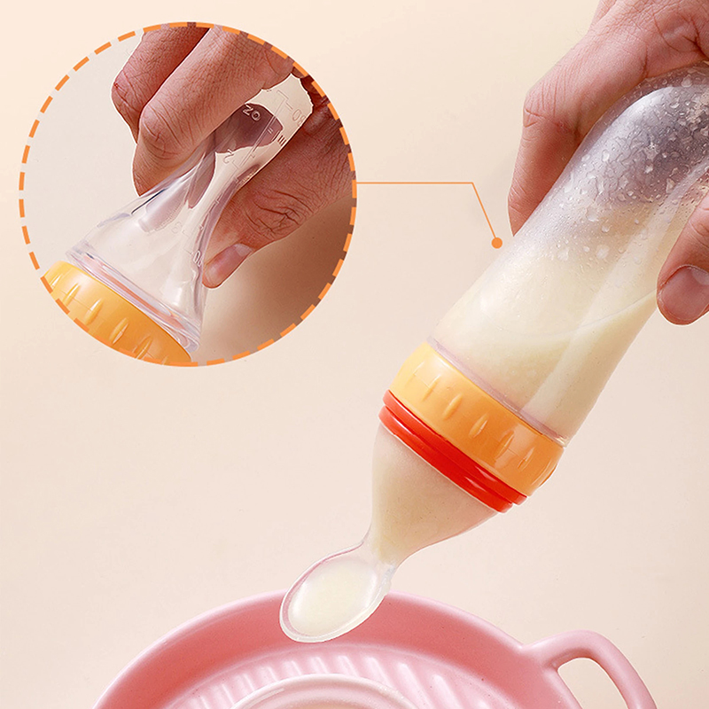Squeezing Feeding Bottle Silic - đánh giá và giá Baby Food Utensil