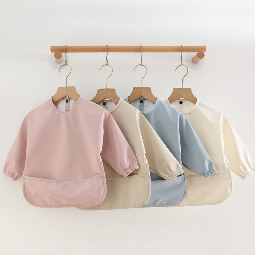 Solid Color Baby Feeding Bibs  - đánh giá và giá Bib Long Sleeve